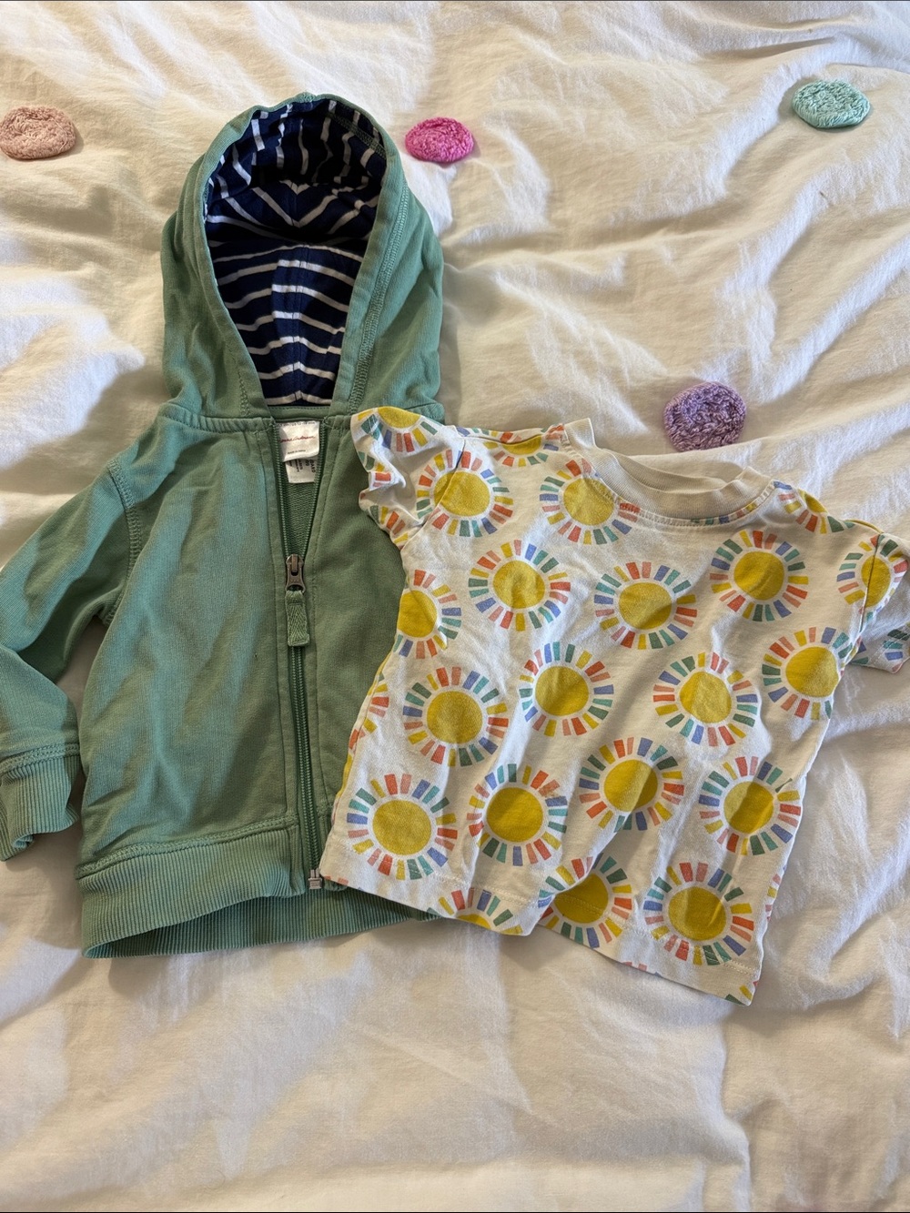 Hanna Andersson Mint Green Zip Hoodie & Sun Print Tee Set